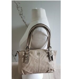 Coach Purse Leather Satchel Beige Shoulder Top Handle Bag Y2K Buckle Mini